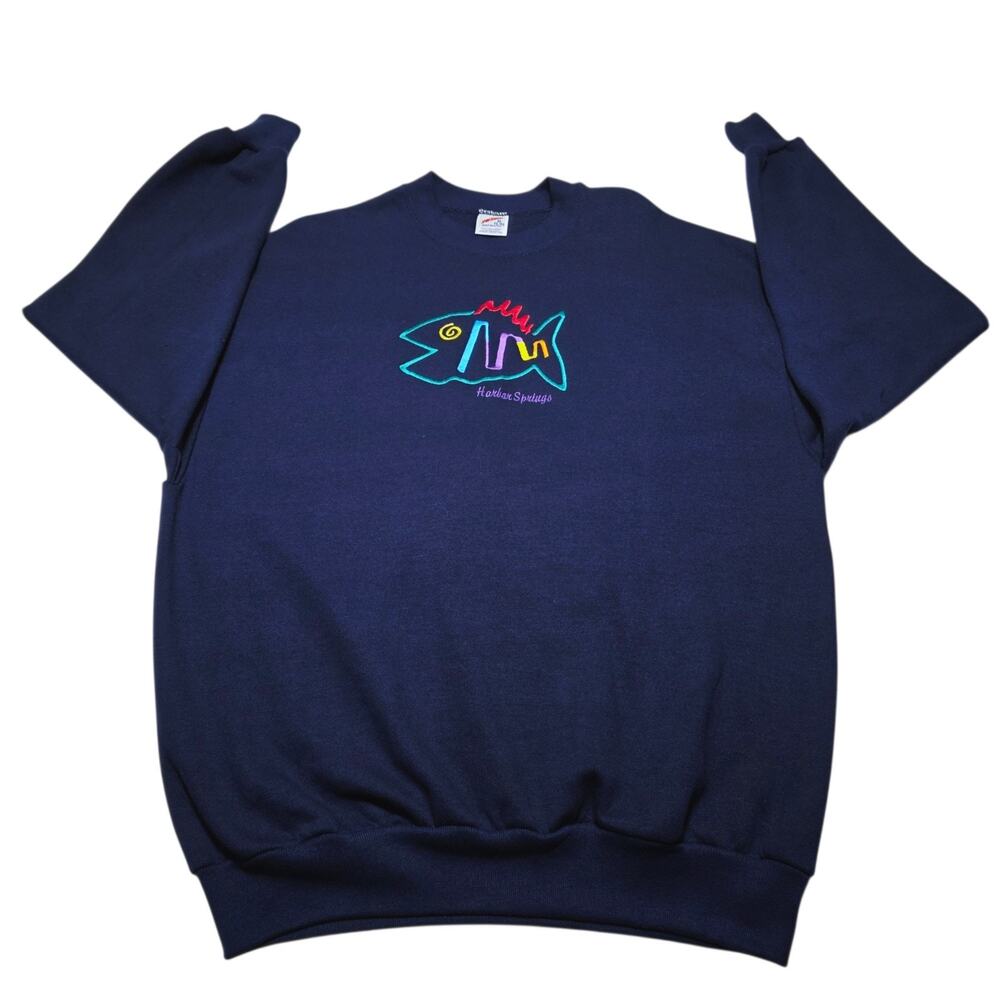 Vintage Harbor Springs Michigan Sweatshirt Mens XL Blue Jerzees Made USA 90s